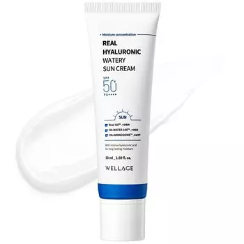 [WELLAGE] Настоящий гиалуроновый водный солнцезащитный крем SPF 50+ PA ++++ 50 мл