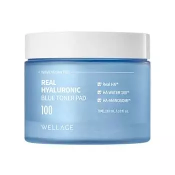 Wellage Real Hyaluronic Blue тонер-диски (210мл, 70 подушечек)