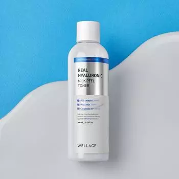 WELLAGE Real Hyaluronic Milk Peel Toner 300ml - Тоник-пилинг с гиалуроновой кислотой