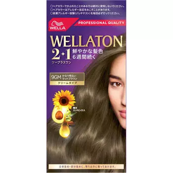 Wellatone 2+1 Тип крема Довольно светлый матовый коричневый 60г+60г (Квази-наркотик) Крем-краска для седых волос 1. распределить равные количества Агента А