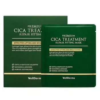 WellDerma Premium Cica Treatment Repair Fitting Mask 25 г, 4 шт., 1 шт.