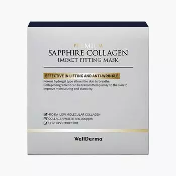 wellderma Premium Sapphire Collagen Impact Fitting Mask Pack 25g 4 pieces [Official] [Product]