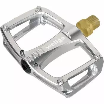 Педаль WELLGO алюминиевая легкая титановая ось со штифтом полированная серебристая 188 г шоссейная/ATB/MTB C-260 серебряный