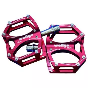 WELLGO Алюминиевая педаль с шипами CNC Тонкая Красная 260г M194 Шоссе/ATB/MTB красный