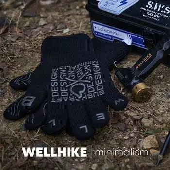 WELLHIKE Anti-Scald Flame Retardant Gloves Non-Slip Heat-Resistant Gloves Bbq Baking Fireplace Insulated Hand Camping Gloves чёрный