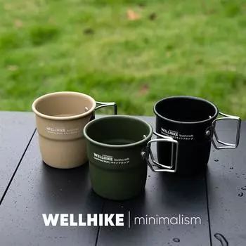 WELLHIKE Кемпинговая кружка 300 мл для кофе и чая на открытом воздухе, алюминиевая чашка из сплава, переносная складная кружка для пикника, кемпинга, путешествий, кухонных принадлежностей зелёный