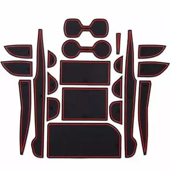 Wellvie Camry 70 Серия Интерьер Резина Красный Подстаканник Дверной карман Резиновые Детали интерьера x 20 Ковриков, Линия, Противоскользящие коврики, Коврики, Коврики, (Красно-черный,