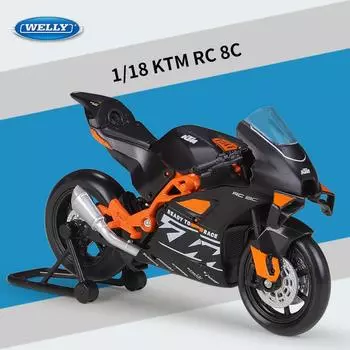 Welly 1/18 масштаб KTM RC 8C Alloy Race Scale модель мотоцикла литые игрушки моделирование металлические уличные игрушки автомобиль коллекционные предметы детский подарок