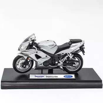 Welly 1/18 масштаб мини 2004 Triumph Daytona 600 модель мотоцикла миниатюры спортивный велосипед игрушки для детей серебро 1/18-Size:12*6.5*4cm серебряный
