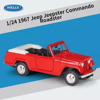 WELLY 1/24 1967 Jeep Jeepster Commando Alloy Station Wagon Модель автомобиля, литая модель, металлический дорожный автомобиль, внедорожный транспорт, модель, подарок для детей красный