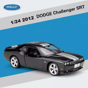 WELLY 1/24 DODGE 2012 Challenger SRT Alloy Sports Car Model Diecast Metal Muscle Racing Car Vehicles Model Collection Kids Gifts чёрный
