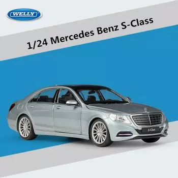 Welly 1/24 Mercedes Benz S-Class S500 литая модель автомобиля игрушечная машина литая металлическая модель автомобиля высокая имитация коллекция детские подарки серебряный