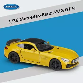 Welly 1/36 Mercedes-Benz AMG GT R Alloy Sports Car Model Diecast Metal Toy Vehicle Model Simulation Collection Children Gift жёлтый