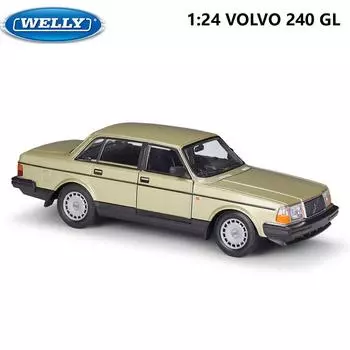 WELLY Diecast 1/24 Scale Car Classic VOLVO 240 GL High Simulation Model Car Alloy Metal Toy Car для детской подарочной коллекции золотой
