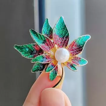 Wenyi Fan кленовый лист брошь двойной жемчуг булавка для одежды женские аксессуары для корсажа
