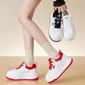 Обувь Wenzhou весна новые кожаные женские туфли на платформе повседневные туфли с внутренней высотой белые туфли для папы обувь для детей 34 чёрный