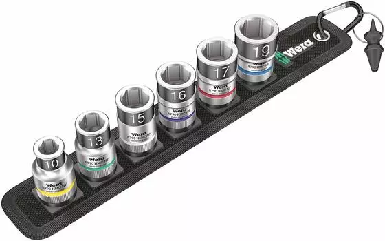 WERA 003995 Набор торцевых ключей 1/2SQ из 6 предметов с ремнем для хранения
