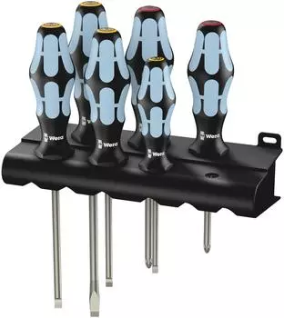 Wera 05032060001 Kraftform Набор отверток из нержавеющей стали с плоской отверткой и подставкой, 6 предметов, импорт из Японии | 3334/6 [Обычный продукт]