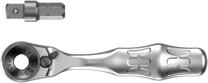 Wera 05073230001 8001 A Zyklop Mini 1 Bit Ratchet with 2 Pieces 1/4 Adapter,
