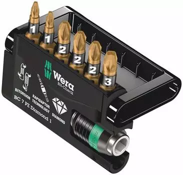 WERA Bit Check Diamond Bit 057412 Set, 7-Piece Set,