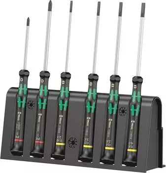 WERA Precision Screwdriver Set with Rack 118152 6-Piece Phillips/Minus