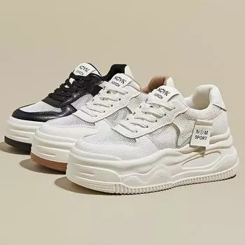 весенне-летние сетчатые туфли с толстой подошвой, увеличивающие рост, белые туфли для женщин, спортивная обувь для бега на плоской подошве, повседневная обувь для папы, детская обувь 33 белый