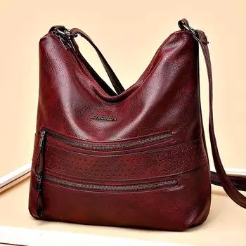 весенние новые европейские и американские ретро женские сумки, текстурированные плечевые ручки, вместительные сумки-мессенджеры, модные сумки-тоут темно-коричневого