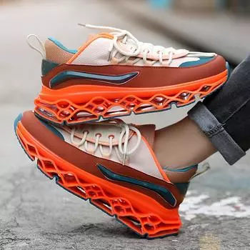 весенние новые модные толстые подошвы увеличивают прилив обувь мужская повседневная обувь Неделя моды шоу обувь студенческие спортивные кроссовки 39