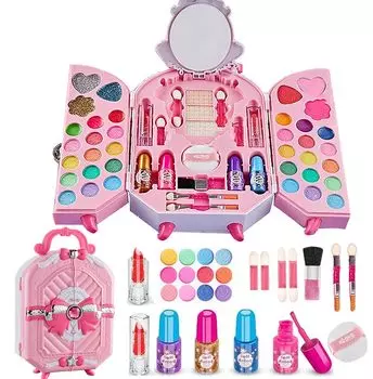 Wesfen Doll Girl Cutie Cosmetic Set Toy Girls Makeup Set Girls Makeup Set Girls Dresser Makeup Set