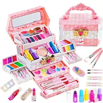 Wesfen Makeup Kids Cosmetic Elementary School Birthday Christmas Washable and Makeup Set for Dresser Set, Girls Toy, Set, Girl s Gift, Student,