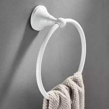 вешалка для полотенец аксессуары для ванной комнаты европейская медная фурнитура подвесной держатель для полотенец вешалка белое кольцо для полотенца белый