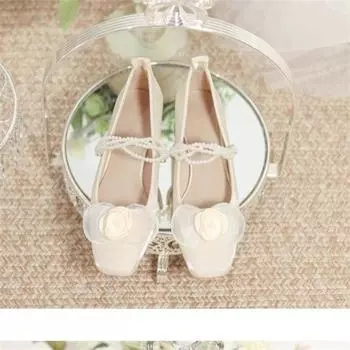 весна и осень новый стиль модные удобные элегантные износостойкие и универсальные туфли с квадратным носком из жемчужного шелка нежные 35