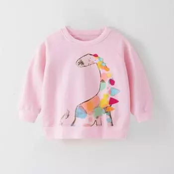 весна осень чистый хлопок милый мультяшный принт толстовка с капюшоном для девочки свитер Детская одежда футболки с длинным рукавом для девочек свободные розовые топы толстовки 2Y