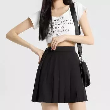 весна осень JK плиссированная юбка женская А-силуэт с высокой талией однотонная юбка для танцев в стиле преппи Y2K корейская узкая универсальная мини-юбка уличная одежда S