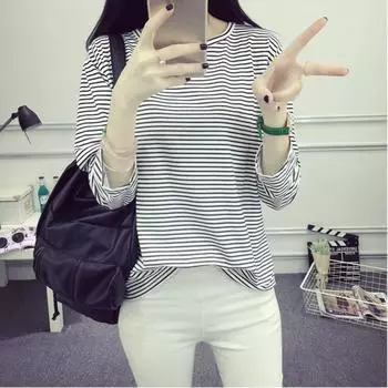 весна осень мода женские футболки полосатый рисунок футболка Femme Harajuku повседневная свободная черная рубашка y2k верхняя одежда футболка женская уличная одежда M