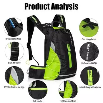 WEST BIKING 16L Велосипедный рюкзак Сумка для горного велосипеда Открытый рюкзак Легкая дорожная сумка для отдыха Езда оранжевый