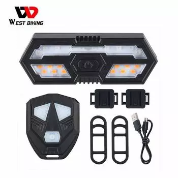 WEST BIKING 5 м дистанционный задний фонарь для велосипеда, светодиодный указатель поворота MTB, велосипедный фонарь, водонепроницаемый, перезаряжаемый через USB разноцветный