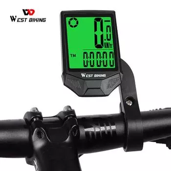 WEST BIKING Велосипедный компьютер Беспроводной спидометр Одометр Водонепроницаемая ЖК-подсветка Велосипедный MTB 2 чёрный