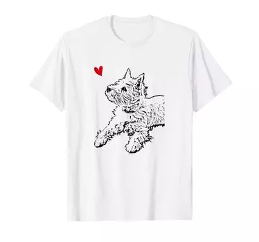 West Highland White Terrier Dog Art Westie Иллюстрация Футболка West Highland White Terrier белый