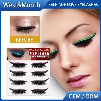 West&Month 4 пары/компл. накладные ресницы, подводка для глаз, прочный, разные стили, простой в использовании для вечеринки, наклейка для ресниц, наклейка для подводки глаз розовый