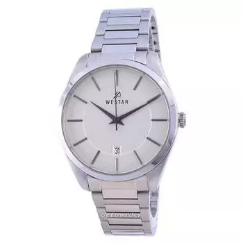 Westar Кварцевые часы из нержавеющей стали с циферблатом цвета шампанского 50213 STN 102 Мужские часы серебряный