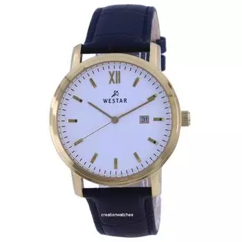 Westar Кварцевые мужские часы из нержавеющей стали с белым циферблатом золотого тона 50244 GPN 101 белый