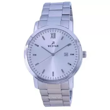 Westar Кварцевые мужские часы из нержавеющей стали с белым циферблатом 50245 STN 107 белый