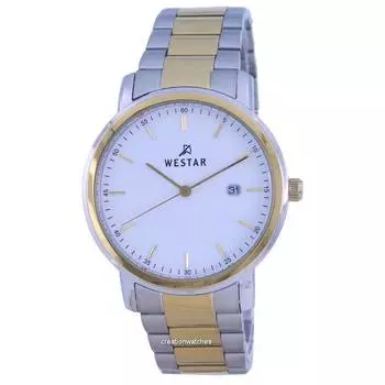 Westar Кварцевые мужские часы с двухцветным циферблатом из нержавеющей стали 50243 CBN 101 с белым циферблатом белый