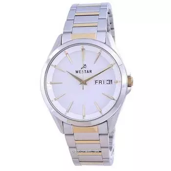 Westar Кварцевые мужские часы с двухцветным циферблатом из нержавеющей стали 50212 CBN 101 с белым циферблатом белый