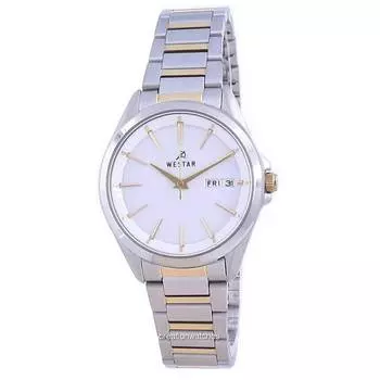 Westar Кварцевые женские часы с двухцветным циферблатом из нержавеющей стали 40212 CBN 101 с белым циферблатом белый