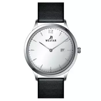 Westar Profile Кожаный ремешок Кварцевые мужские часы с серебряным циферблатом 50217STN107