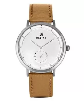 Westar Profile Кожаный ремешок Кварцевые мужские часы с серебряным циферблатом 50246STN187 серебряный