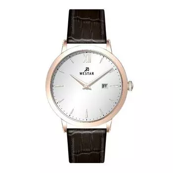 Westar Profile Кожаный ремешок Кварцевые мужские часы с серебряным циферблатом 50214PPN627 серебряный