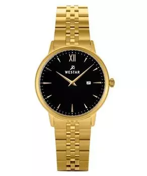 Westar Profile Кварцевые женские часы из нержавеющей стали золотого тона с черным циферблатом 40215GPN103 чёрный